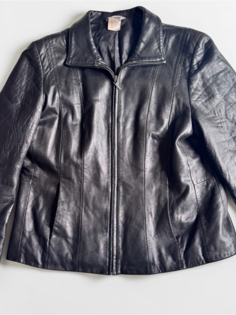 Y2K Vintage Black Leather Zip Jacket